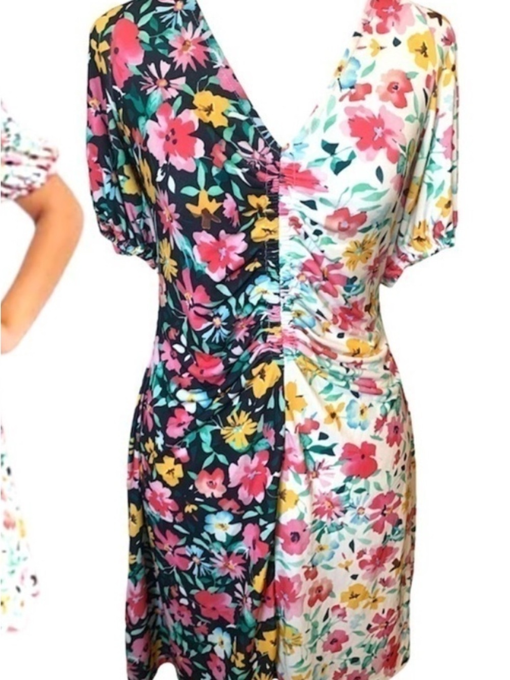 ASOS Petite Size 2 Contrast Floral Print Mini Dress Keyhole Back